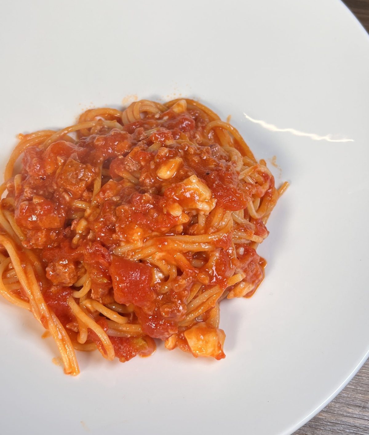 Spaghetti amatriciana con cotechino